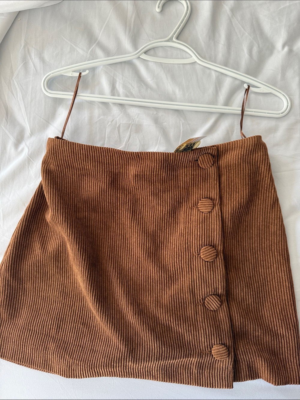 Women's Corduroy Wild Honey Button-Front Mini Skirt - Brown NEW